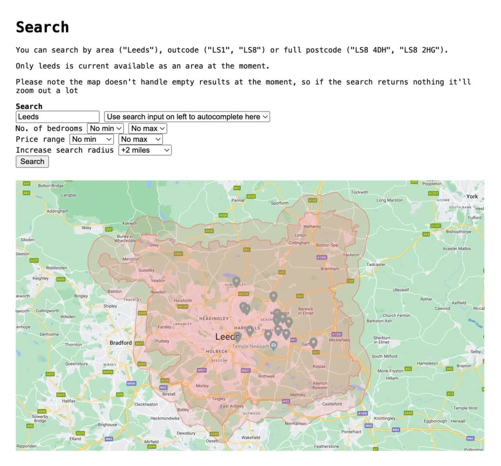 Prototype of a property search widget concept